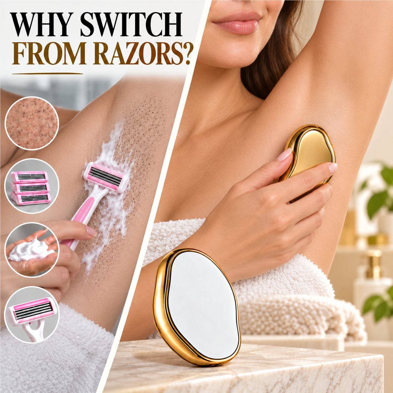 Why switch from razors to crystal hair eraser comparison image