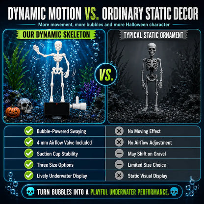 HJCICYH® 💀 🫧 Air-Driven Dancing Skeleton Aquarium Ornament