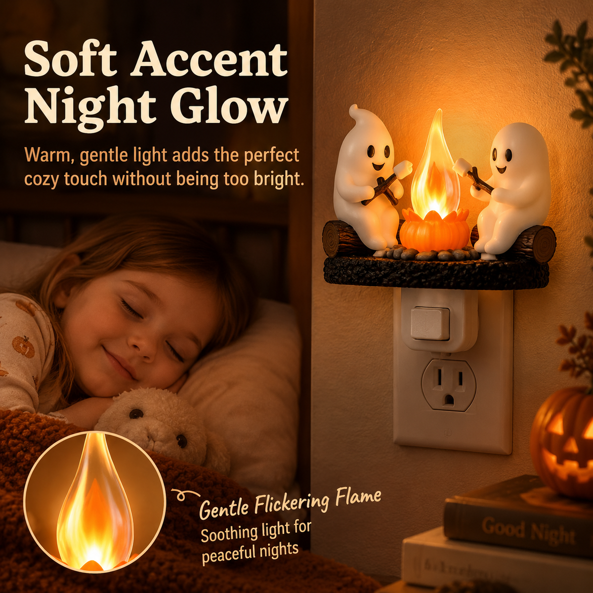 Halloween Ghost Campfire Flickering Nightlight（upsell）