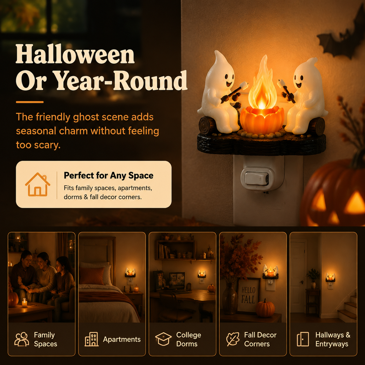 Halloween Ghost Campfire Flickering Nightlight（upsell）