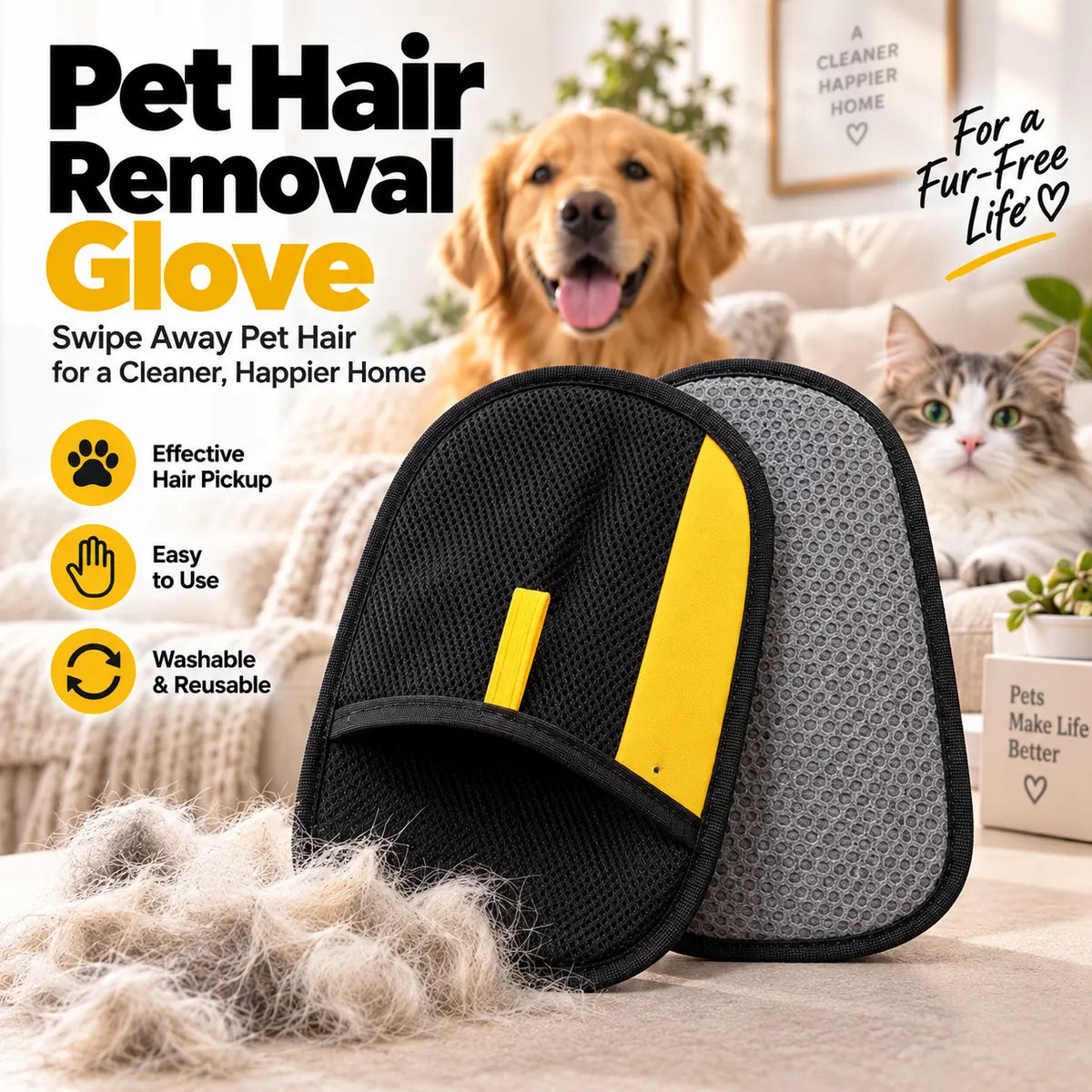 ✨Last Day 50% OFF - Pet hair remover Electrostatic gloves