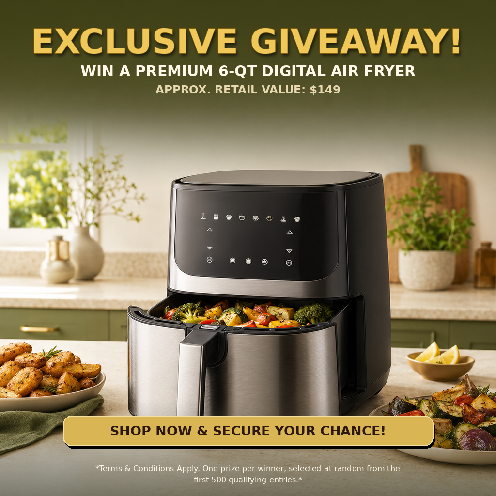 Exclusive giveaway featuring a premium 6-quart digital air fryer