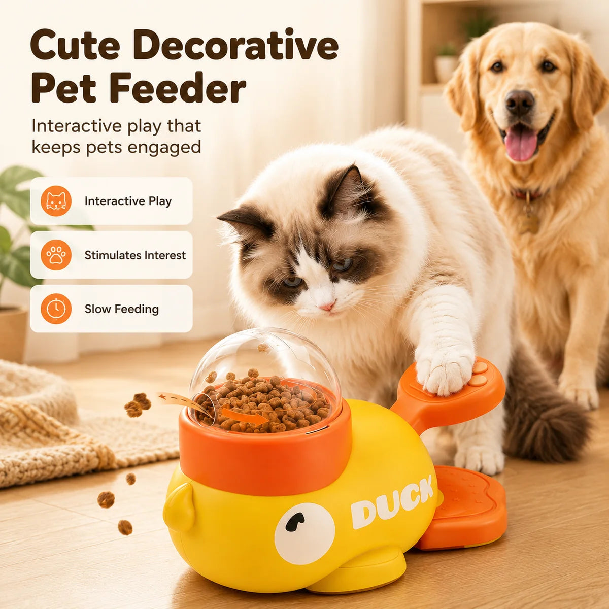 Cute decorative duck feeder for cats and small dogs