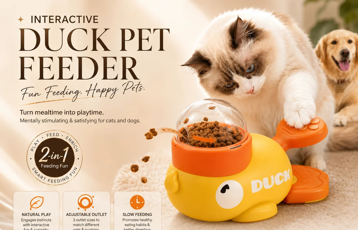 Dluvivo® Interactive Duck Pet FeederThe 3-in-1Treat Toy