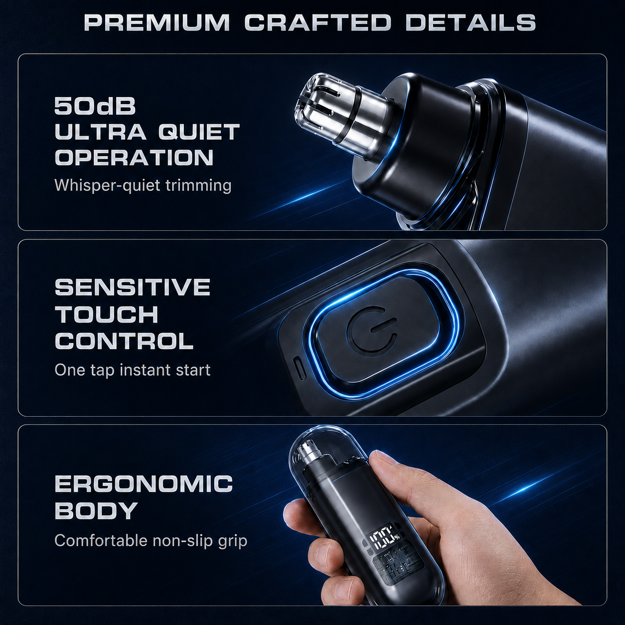 EasyTrim premium crafted details with quiet operation touch control and ergonomic body