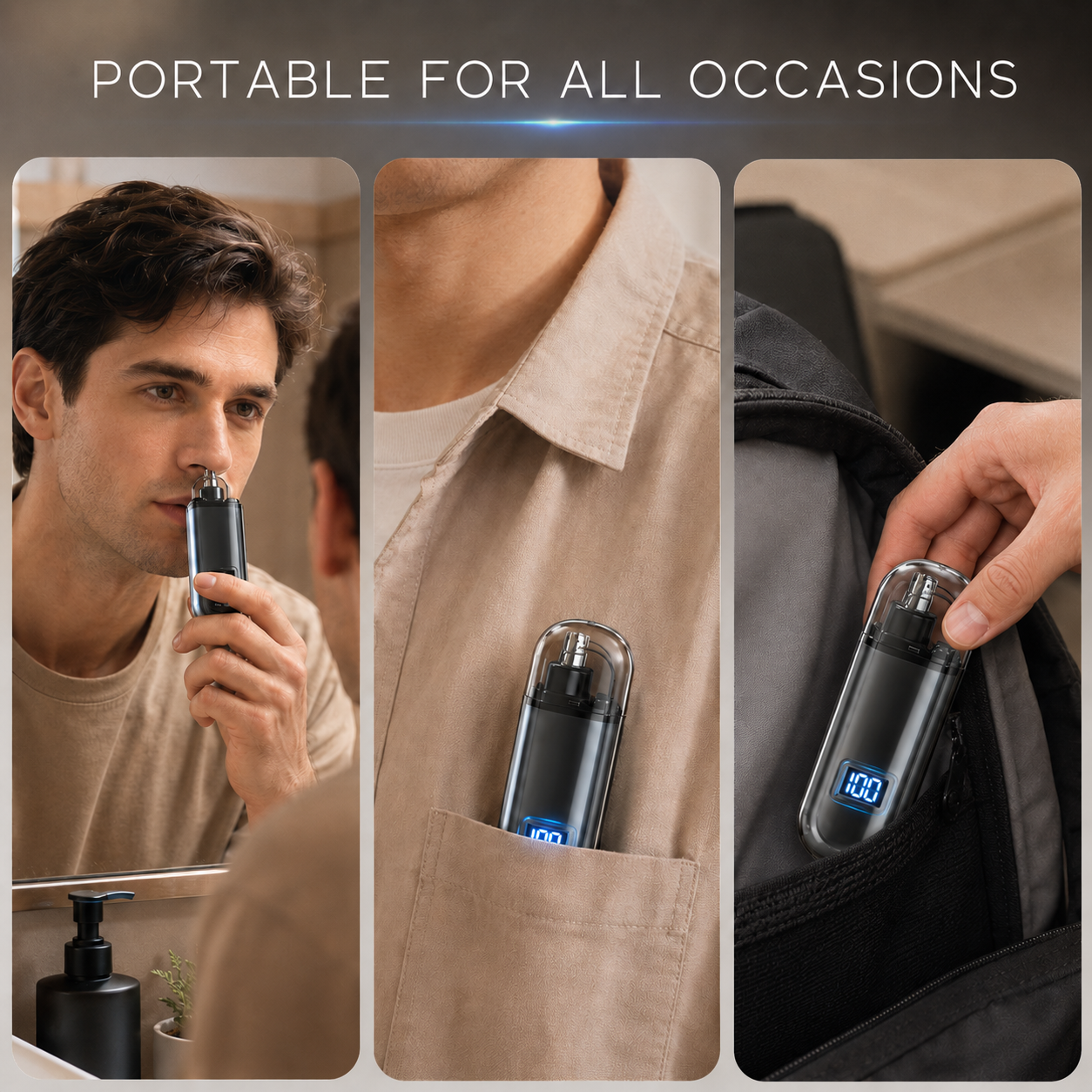EasyTrim portable nose hair trimmer for home pockets and travel bags