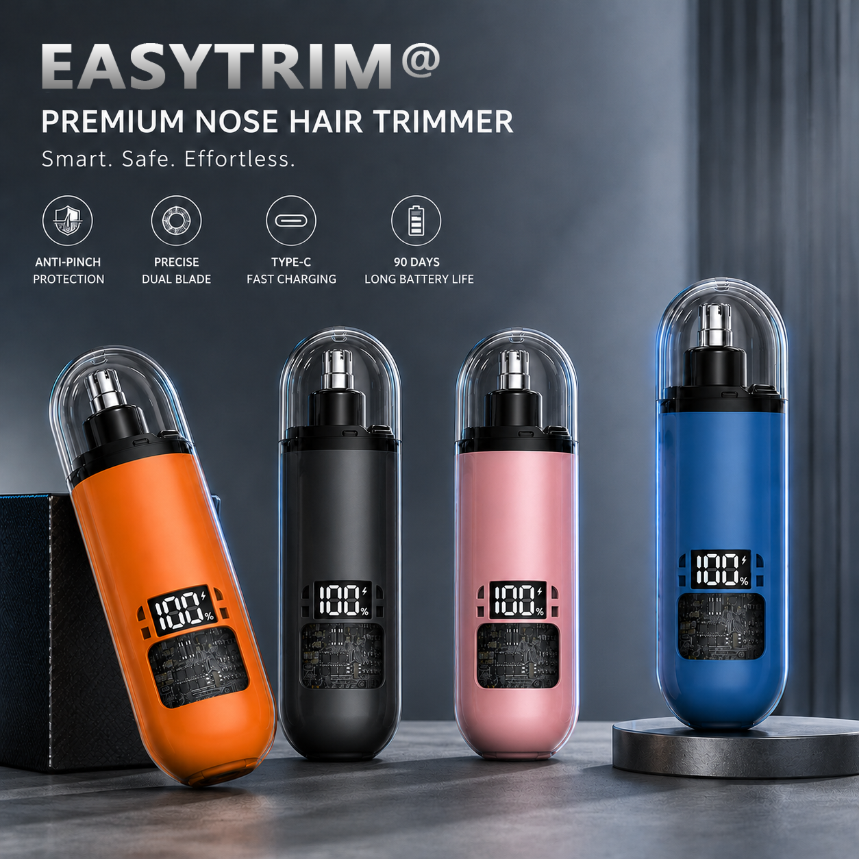 EasyTrim premium nose hair trimmer color options and core features