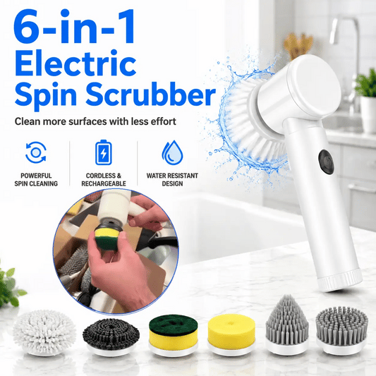 Vortiqo® 6-in-1 Cordless Spin Scrubber – Clean Tubs, Sinks & Tile With Less Hand Scrubbing