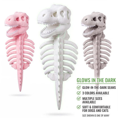 Pink, white and gray dinosaur skeleton pet costume color options