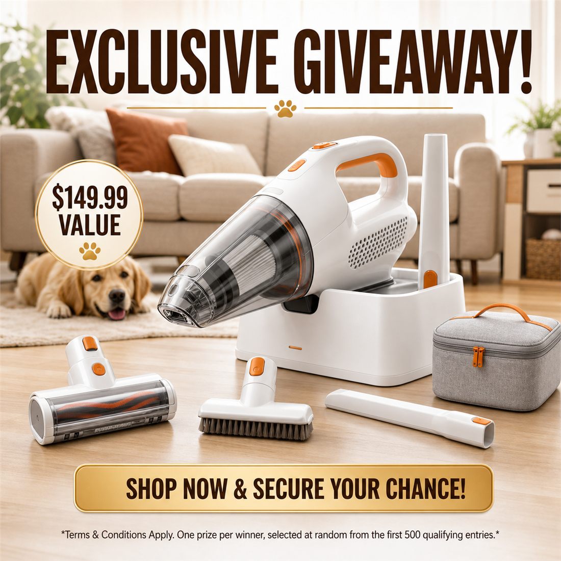 Exclusive pet hair vacuum giveaway kit value graphic