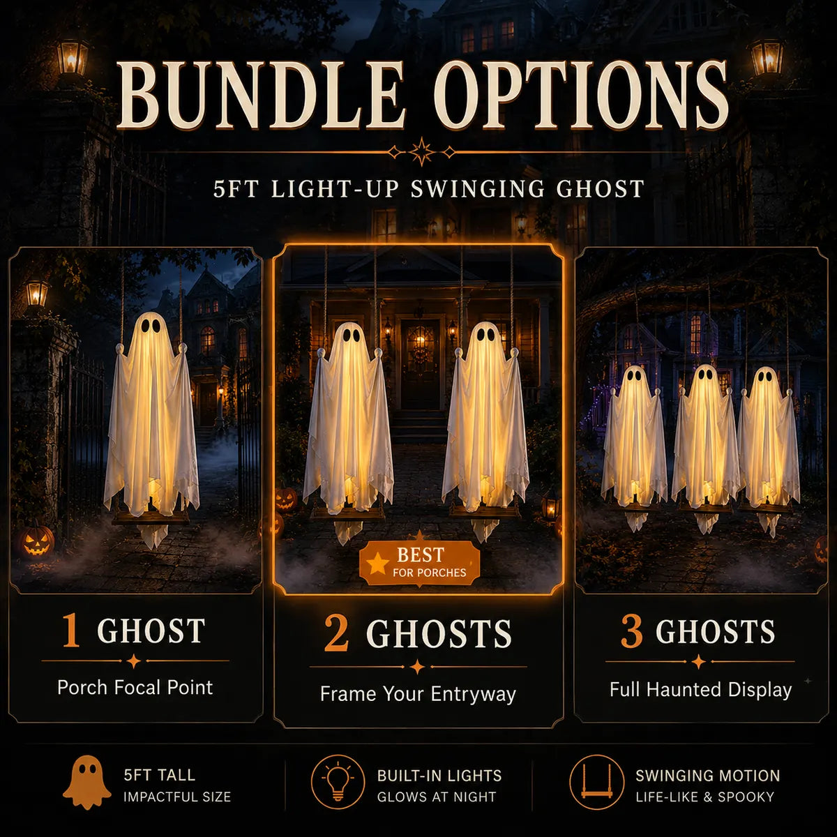 BooDrift® 5FT Light-Up Swinging Ghost