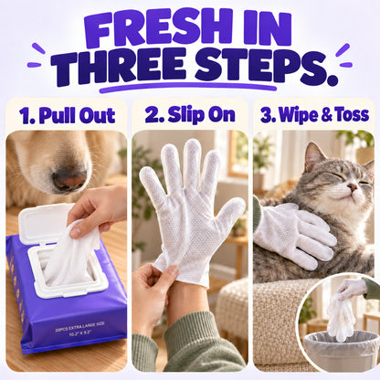 Skip the Bath — 5-Finger Pet Cleaning Wipes