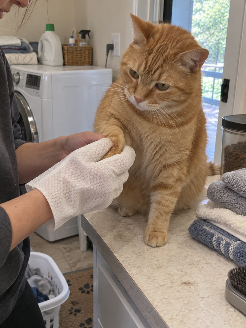 Customer using HICC PET glove wipes — review 06