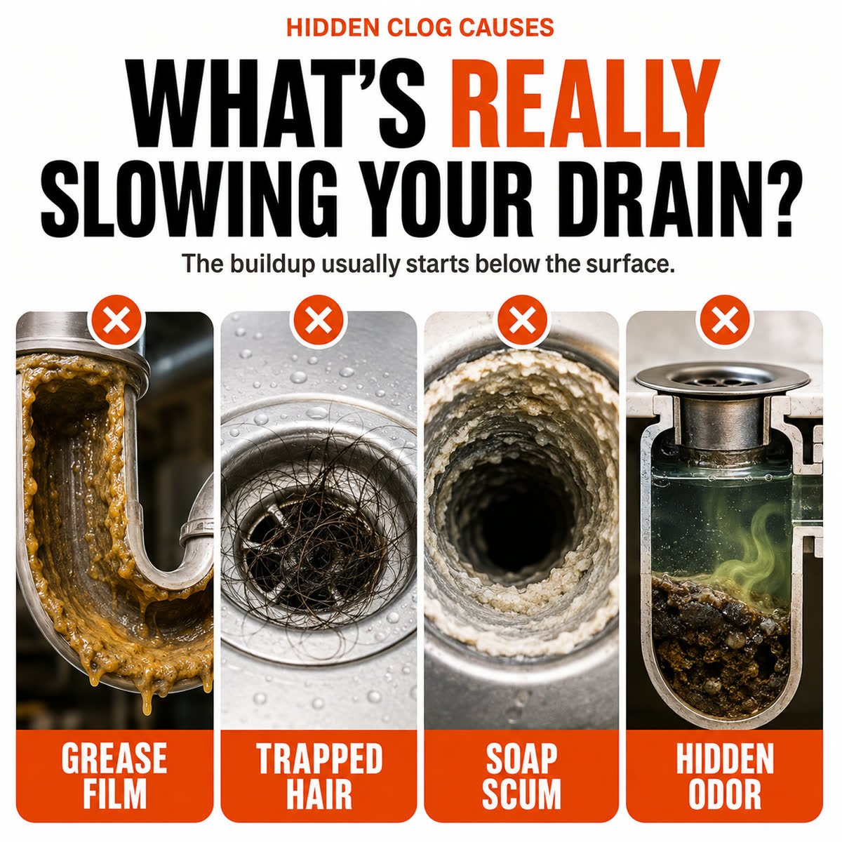 Hidden clog causes that slow drains