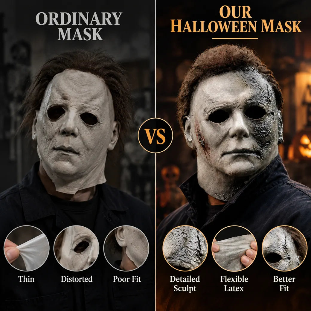 Ordinary mask versus our Halloween mask comparison visual