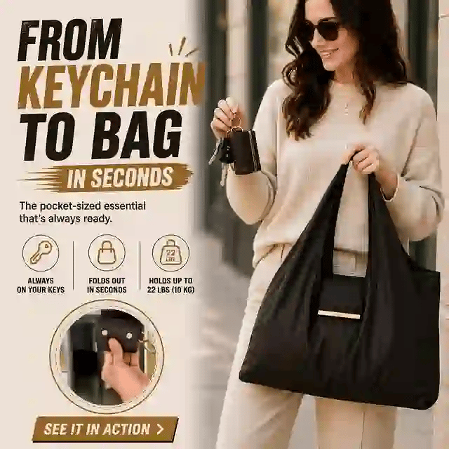 🔥 TODAY ONLY 62% OFF — Foldable Keychain Tote Bag