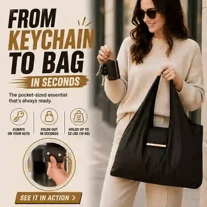 🔥 TODAY ONLY 62% OFF — Foldable Keychain Tote Bag