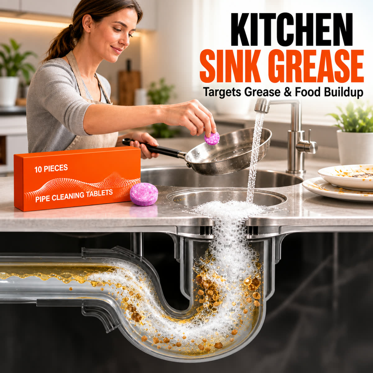 Kitchen sink grease and food buildup
