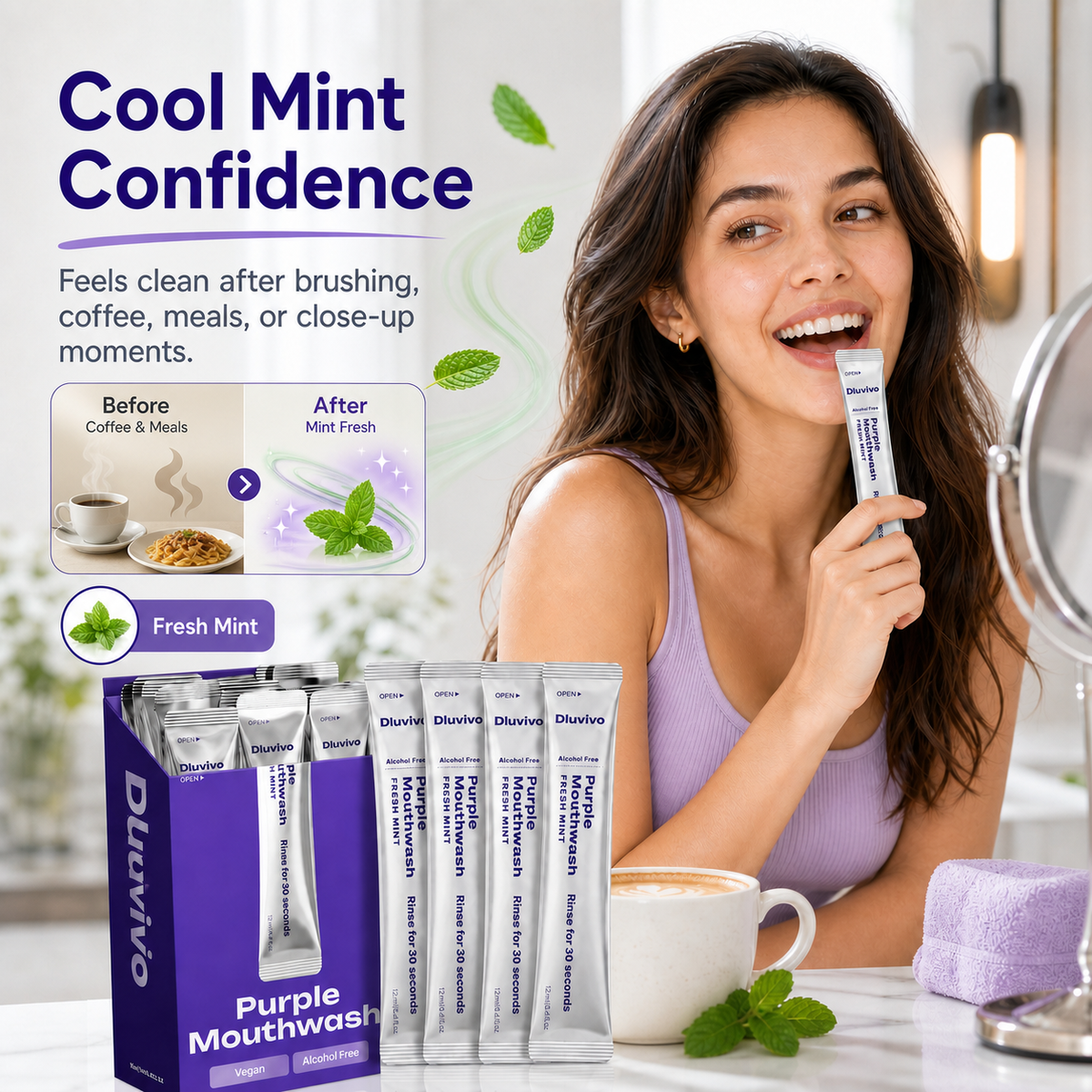 🔥 LAST CHANCE — UP TO 77% OFF — Dluvivo Purple Color-Correcting Mouthwash Sachets