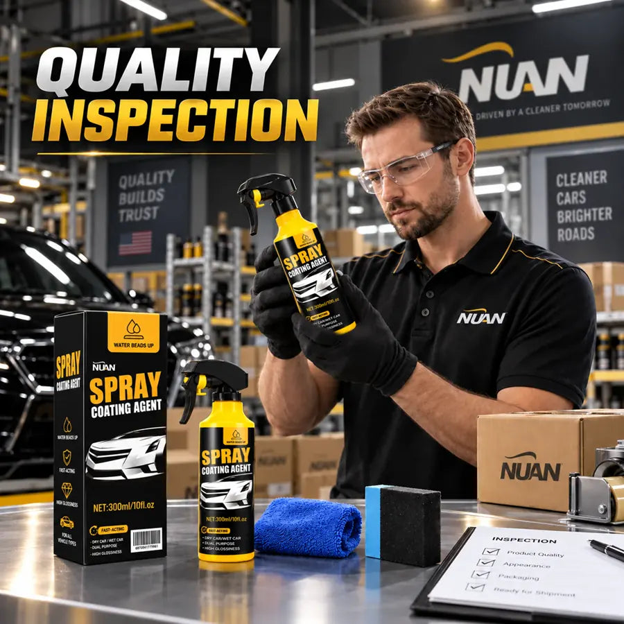 Quality inspection scene for nano car coating spray product kit