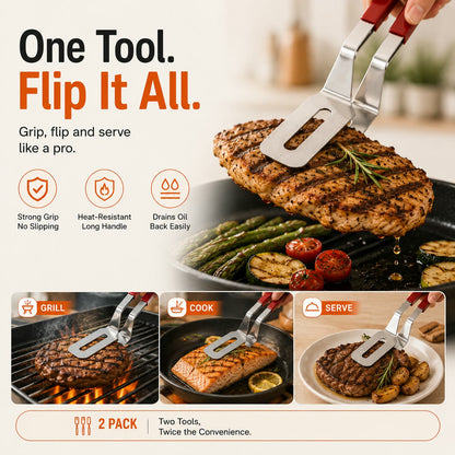 🔥 LIMITED-TIME 64% OFF — 2-in-1 Grill Clamp Spatula