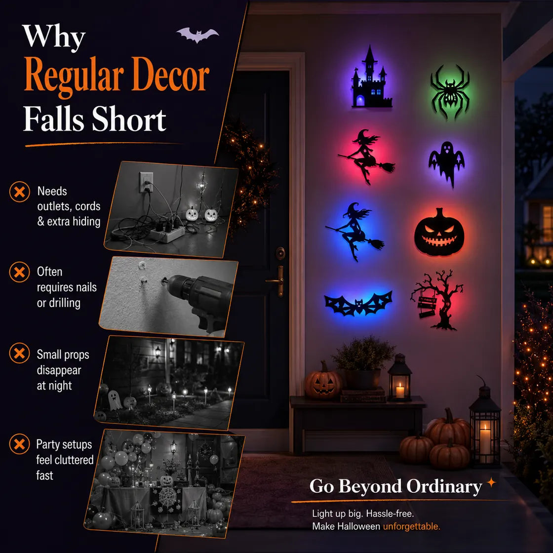 Why regular Halloween decor falls short compared with LED silhouette lights