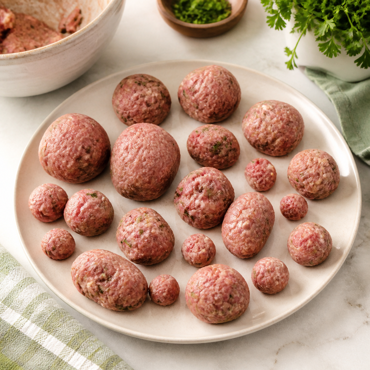 Uneven meatball sizes from manual rolling