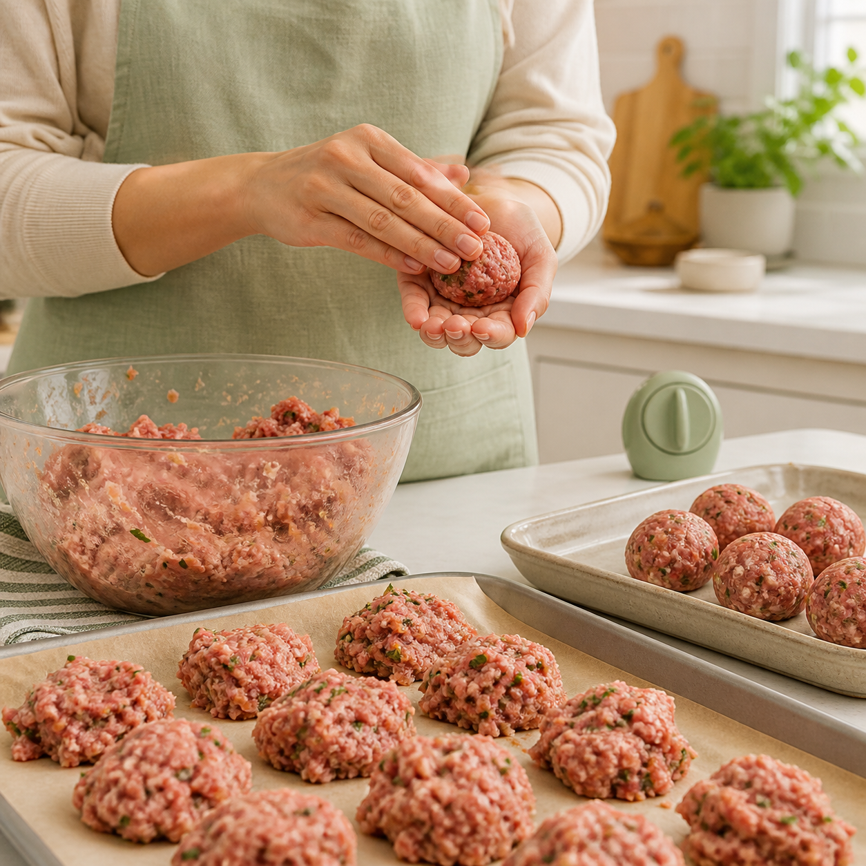 Slow batch prep when rolling meatballs one by one