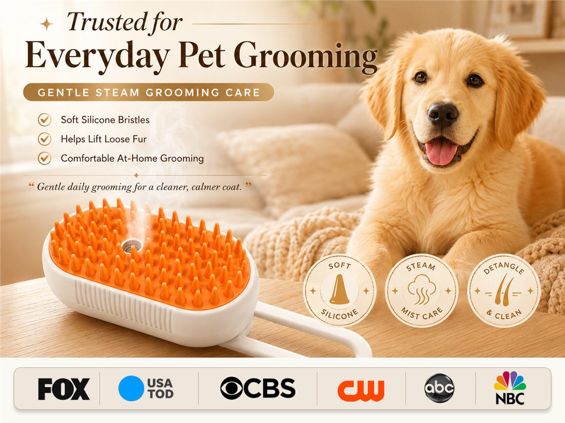 Trusted everyday pet grooming steam brush graphic