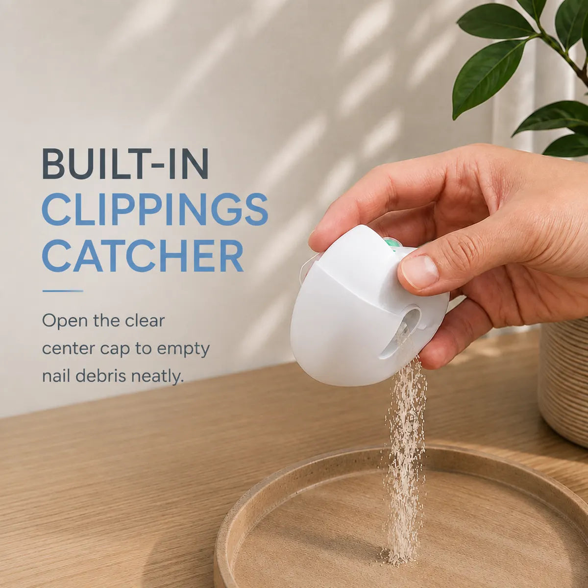 Electric nail clipper with built-in clippings catcher for cleaner nail care