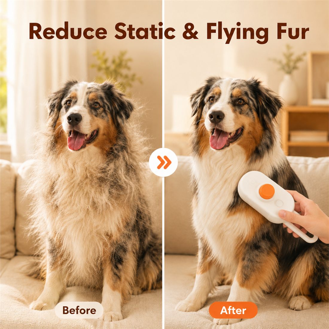 Dcoinc steam brush reducing static and flying fur before and after grooming
