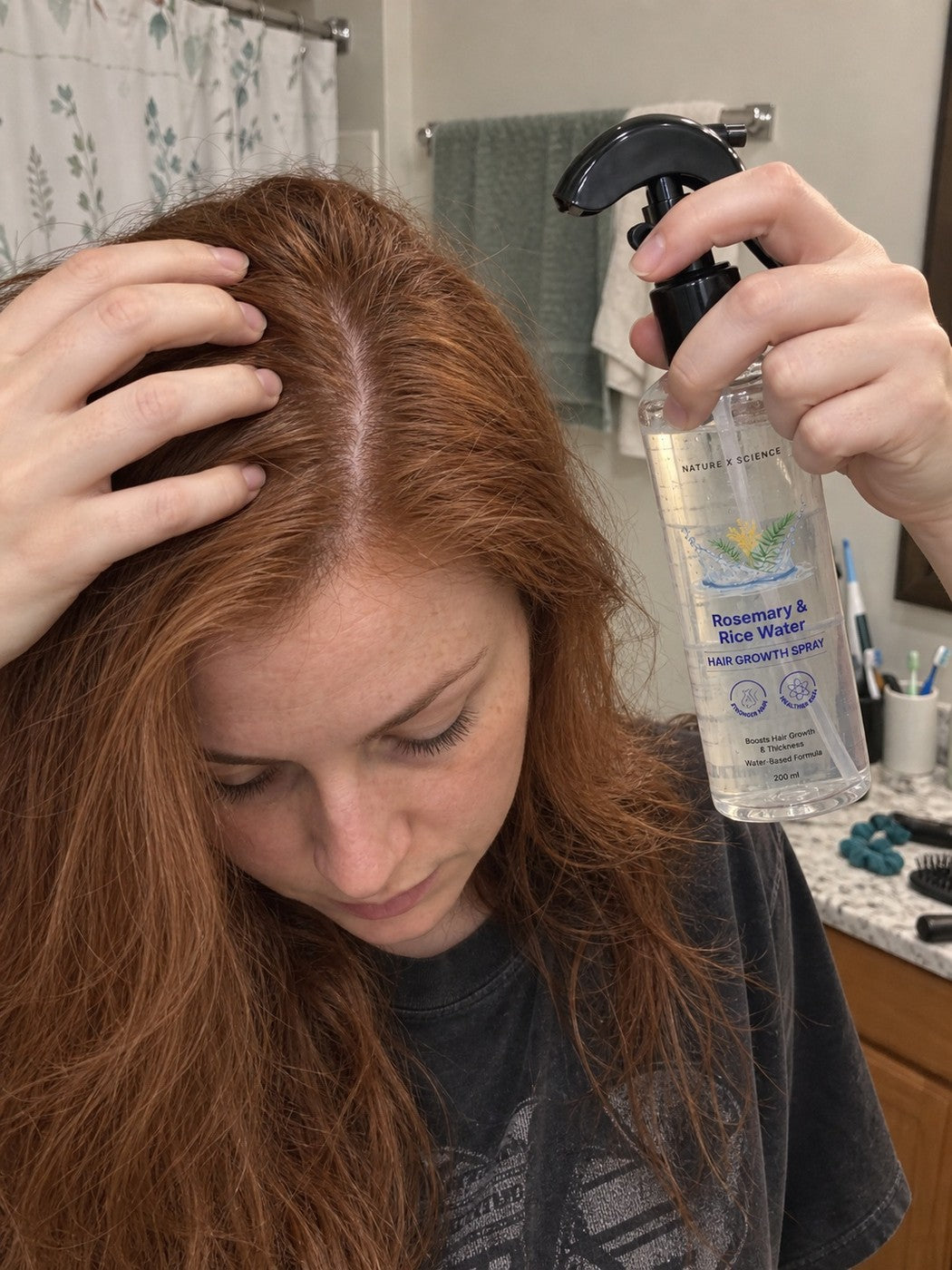 Illustrative photo of pre-shampoo scalp care