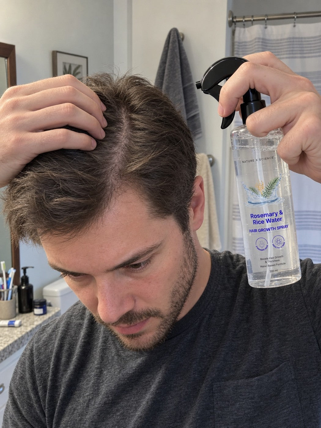 Illustrative photo of leave-in spray application