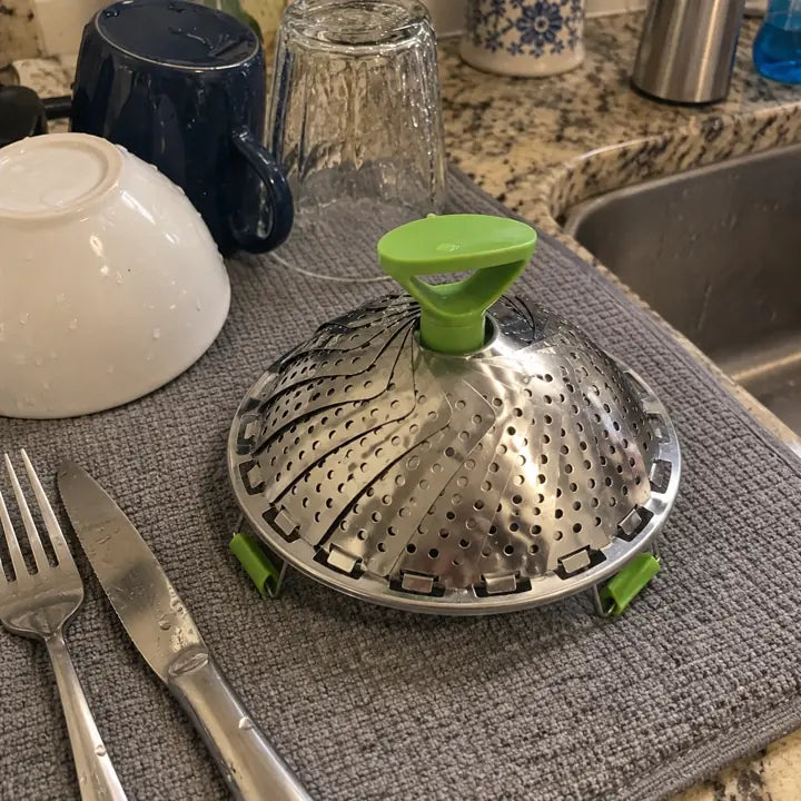 Customer folded steamer basket after washing