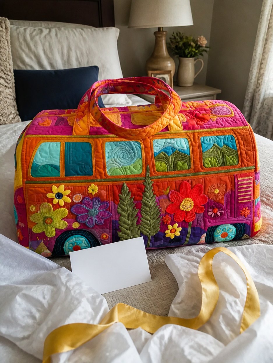David P. boho weekender gift on a bed