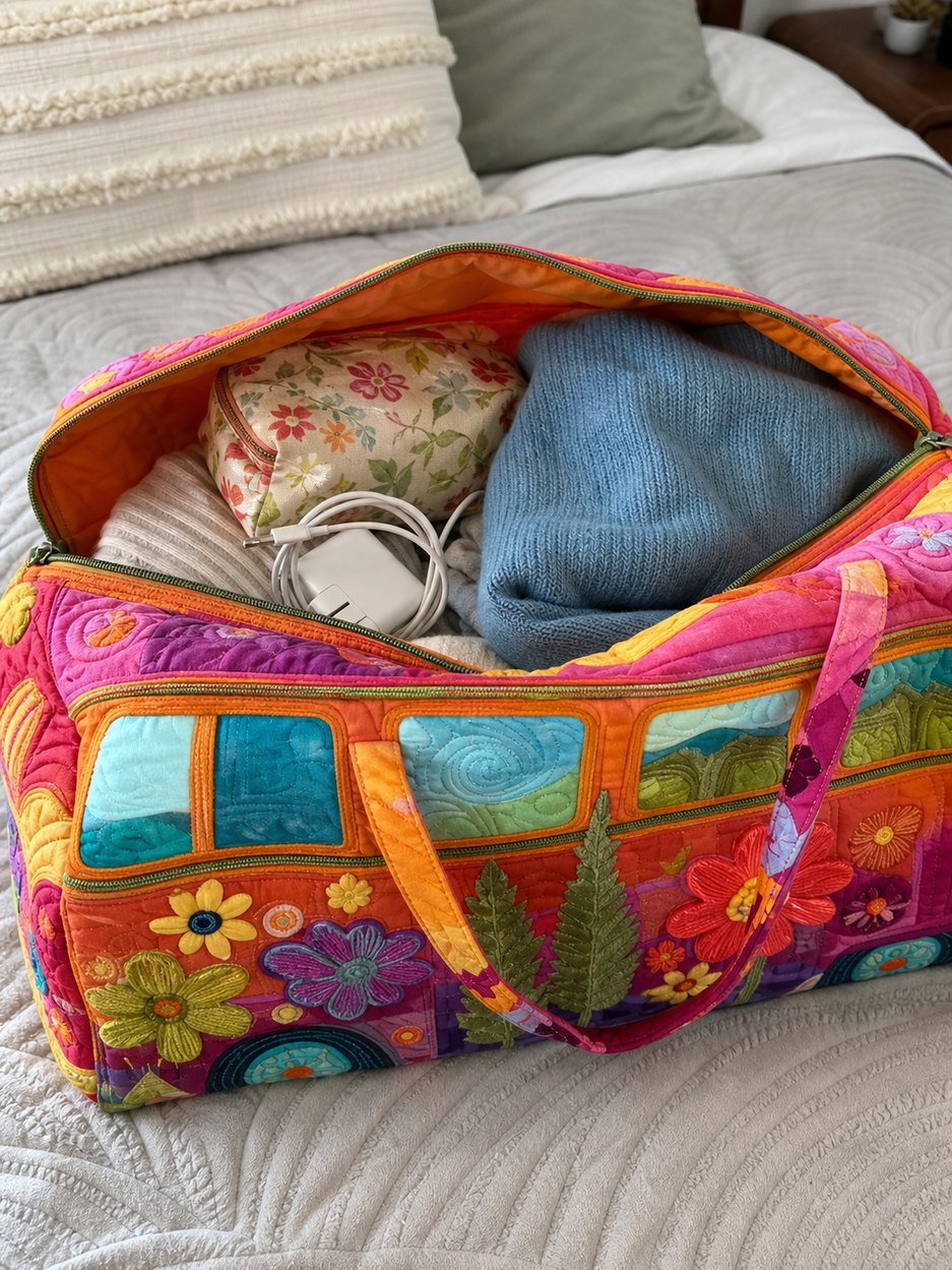 Nora T. open boho weekender showing organized packing