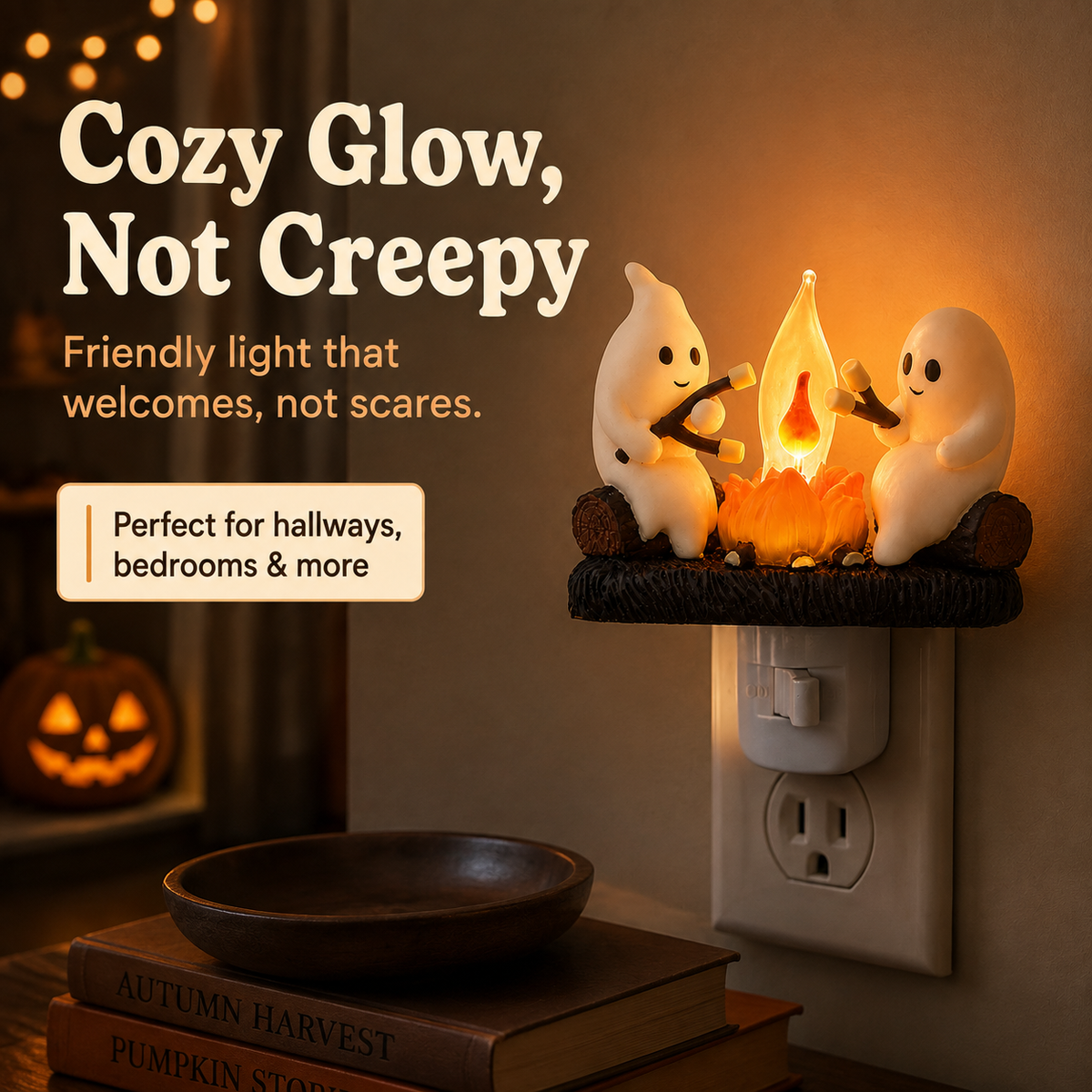 Halloween Ghost Campfire Flickering Nightlight（upsell）