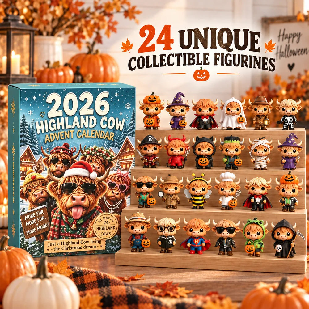 24 collectible Highland cow Christmas figurines