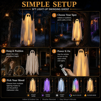 BooDrift® 5FT Light-Up Swinging Ghost