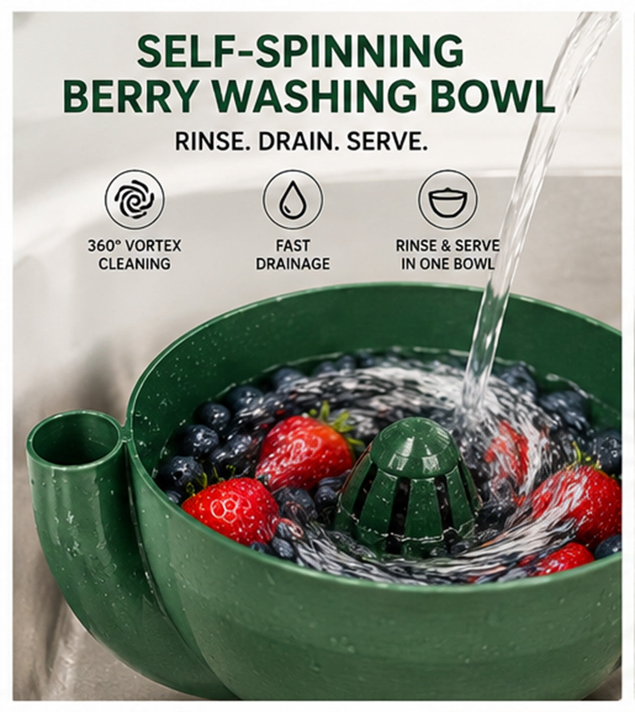 BerryVora® Swirl & Drain Washing Bowl