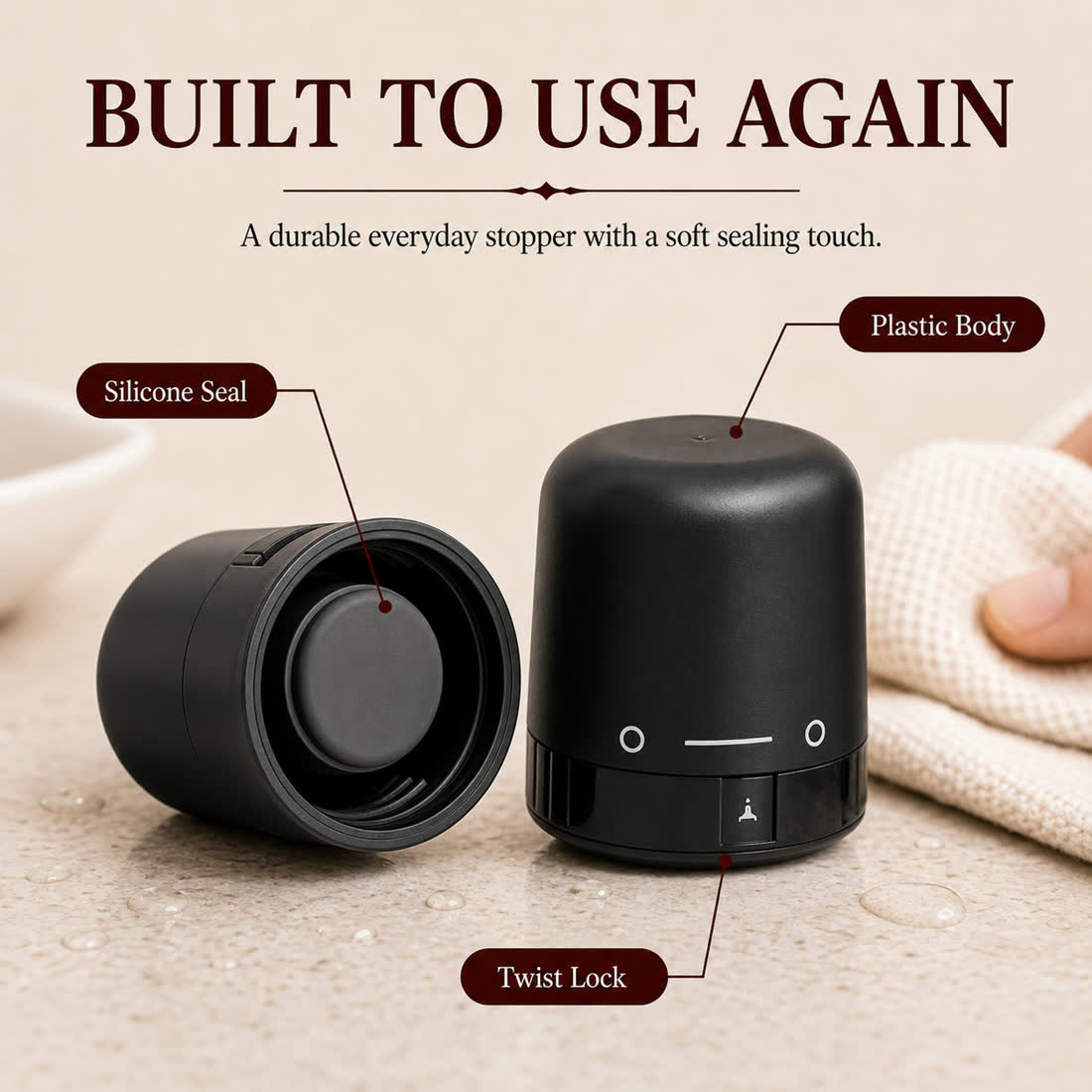 🔥 LAST DAY DEAL — 🍷 Premium Vacuum Wine Stopper – Keep Wine Fresh Longer with Airtight Seal