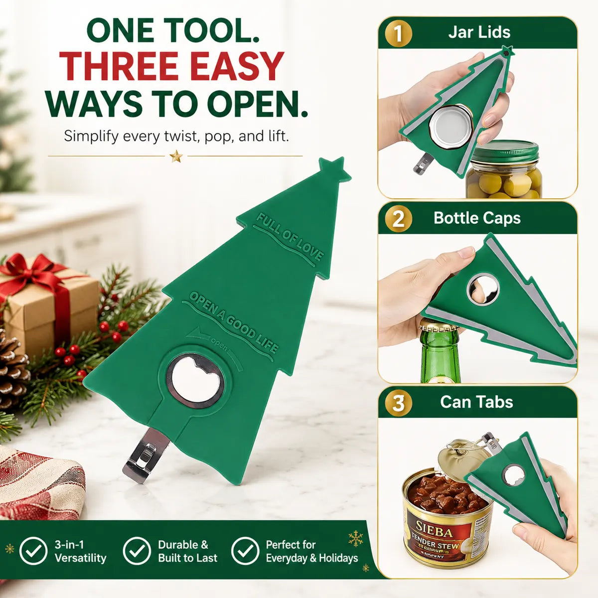 GripTree®-CHRISTMAS TREE Multi-Function Bottle & Can Opener
