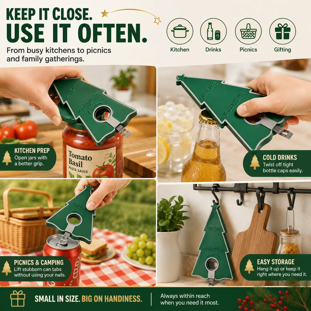 GripTree®-CHRISTMAS TREE Multi-Function Bottle & Can Opener